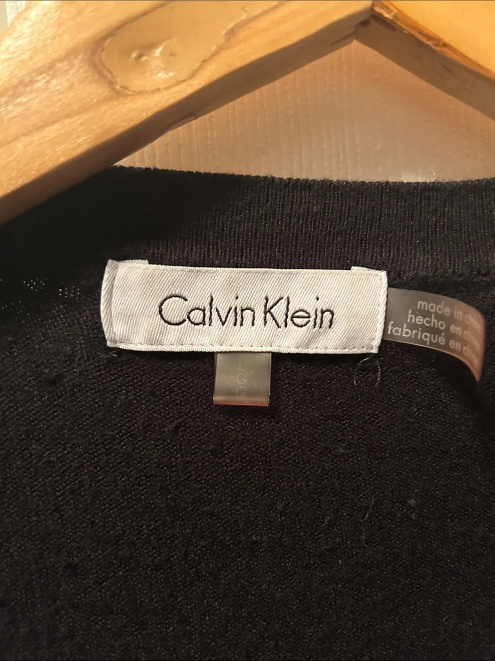 Calvin Klein Black Cardigan with Chain Trim Black Size M
